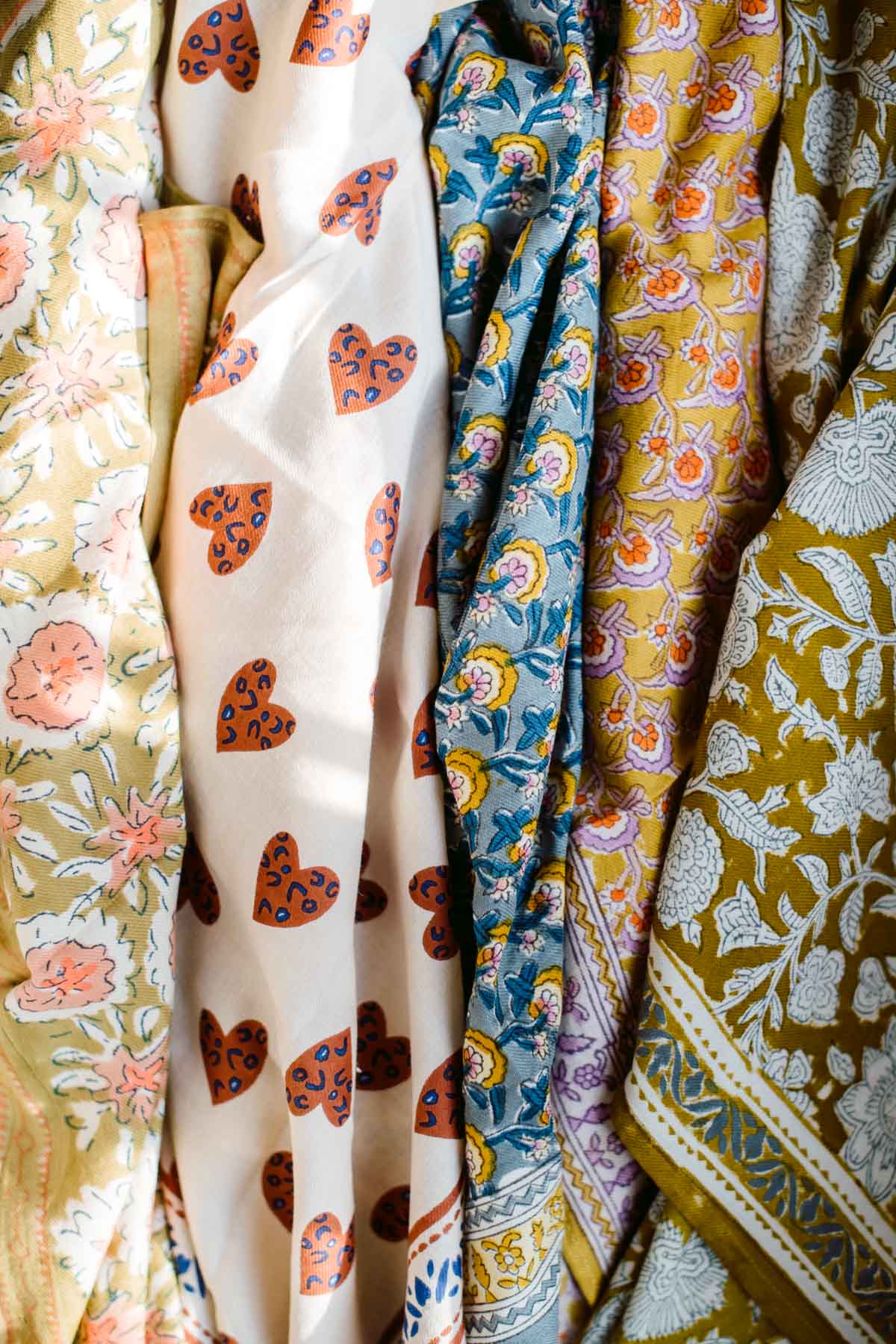 Foulard in cotone stampato a mano in stile indiano, accessori per capelli, da annodare al collo o alla borsa