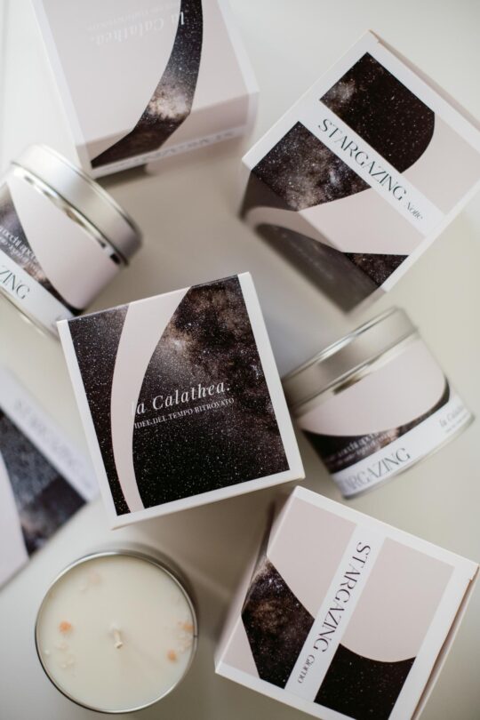 Candela profumata al palo santo Stargazing Giorno, La Calathea, da accendere con candela Stargazing Notte